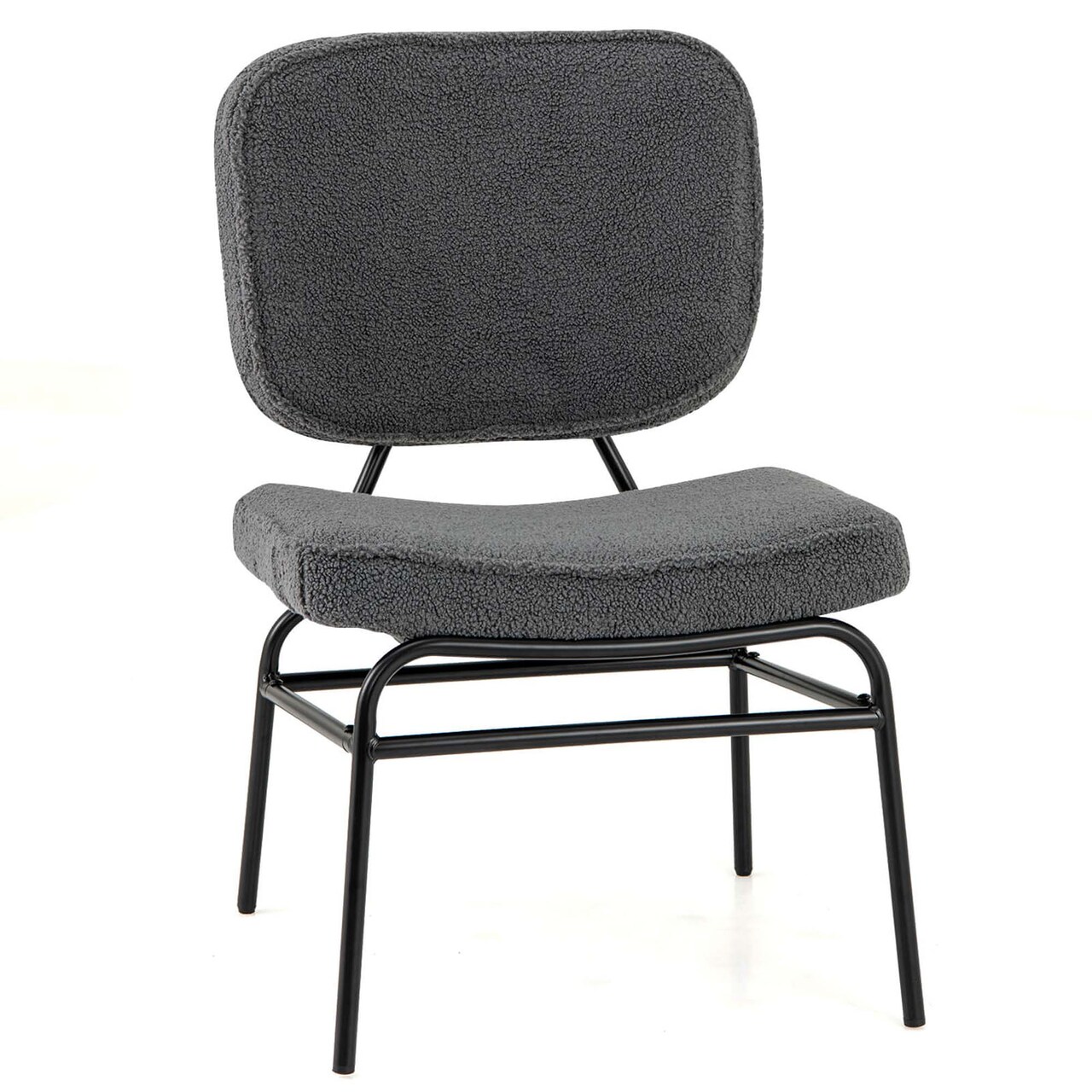Costway 1/2 PCS Upholstered Accent Chair with Sponge Padding Adjustable Foot Pads & Metal Frame